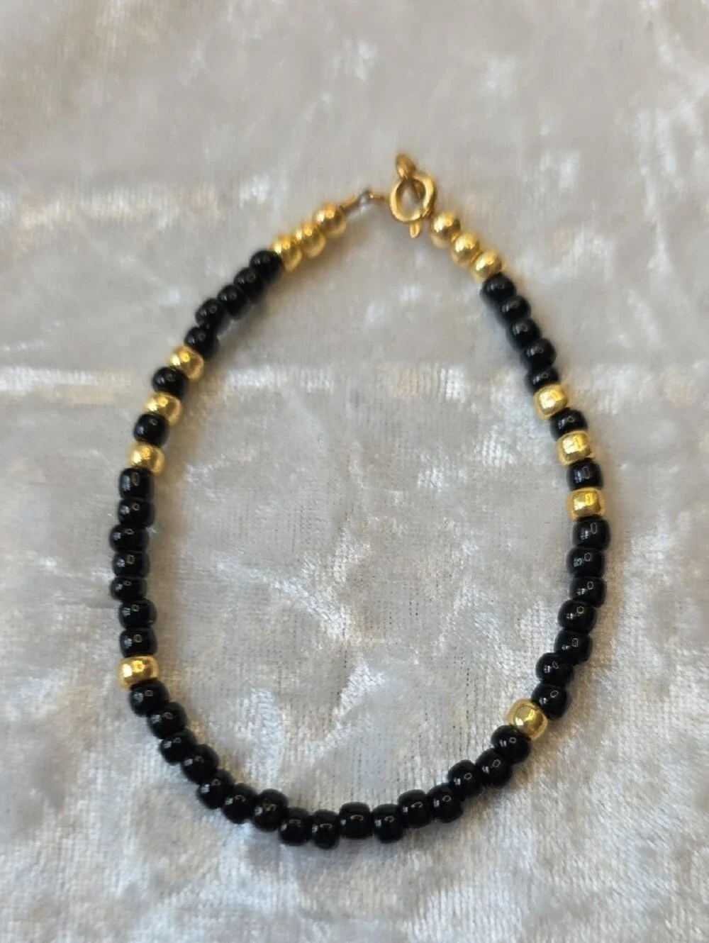 Black & White Bead Bracelet Set with Gold Accents Bohemian, Beachy